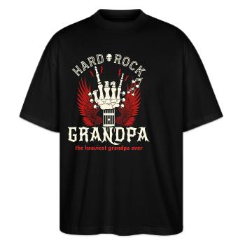 Papi Rock Vintage Papy Rocker - T-shirt bio Blaster 2.0 coupe oversize Stanley/Stella Unisexe - noir - Devant - Alina (178cm) & Michal (187cm)