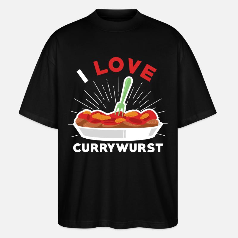 Currywurst Ich liebe Currywurst - Stanley/Stella Oversized Unisex Bio T-Shirt Blaster 2.0 - Schwarz