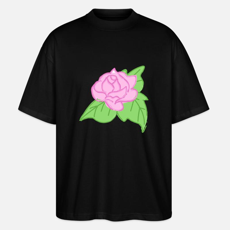 Rose Rote Rose Handgezeichnet - Stanley/Stella Oversized Unisex Bio T-Shirt Blaster 2.0 - Schwarz