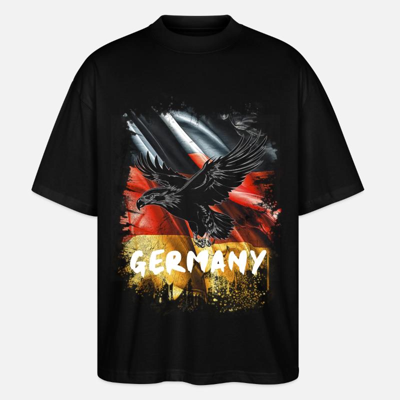 Deutscher Adler mit Deutschland Flagge - Stanley/Stella Oversized Unisex Bio T-Shirt Blaster 2.0 - Schwarz