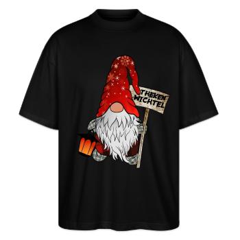 Counter gnomes – for bar and pub fans - Stanley/Stella Oversized Unisex Organic T-shirt Blaster 2.0 - black - Front - Alina (178cm) & Michal (187cm)
