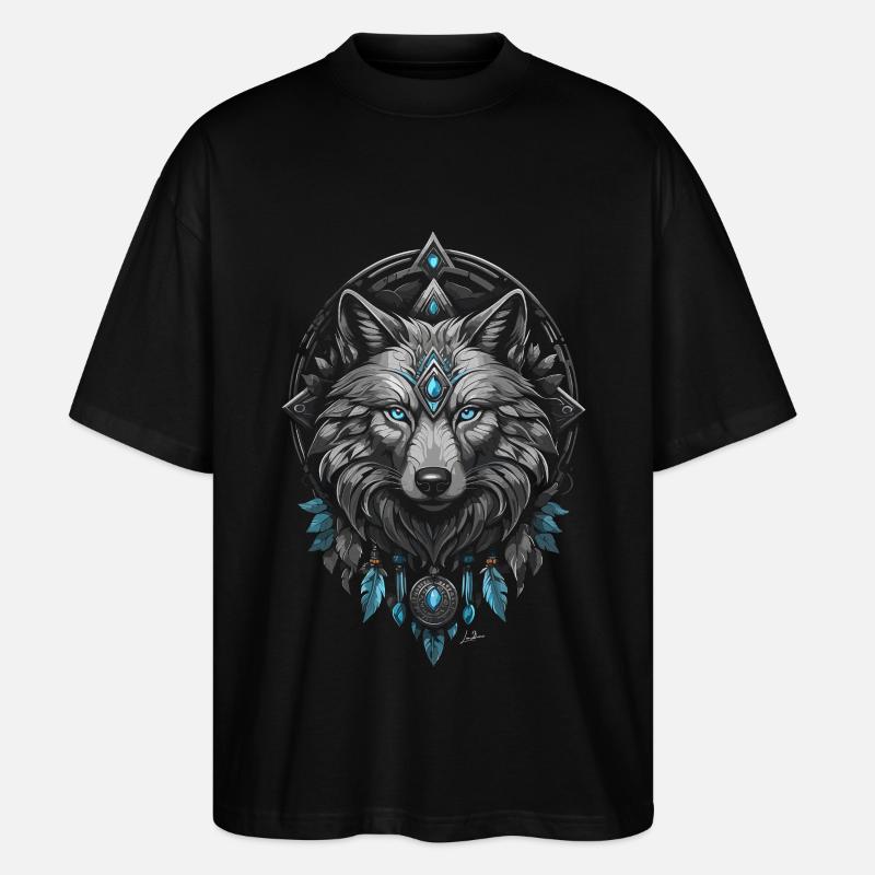 Loup arctique viking - T-shirt bio Blaster 2.0 coupe oversize Stanley/Stella Unisexe - noir