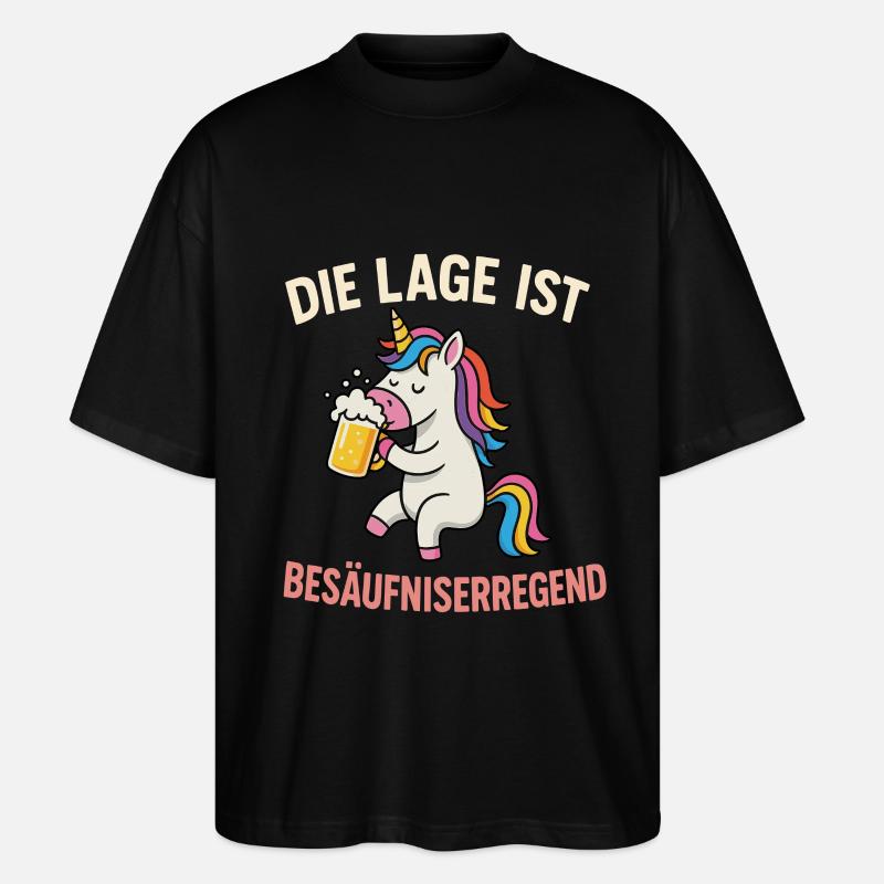 Einhorn mit Bier - Stanley/Stella Oversized Unisex Bio T-Shirt Blaster 2.0 - Schwarz
