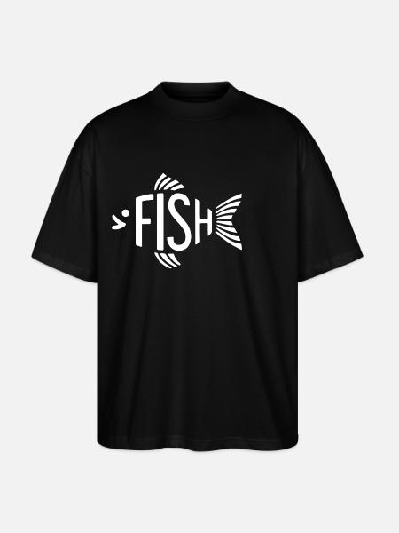 Fish Bone Skeleton Herringbone Fishing - Stanley/Stella Oversized Unisex Organic T-shirt Blaster 2.0 - black