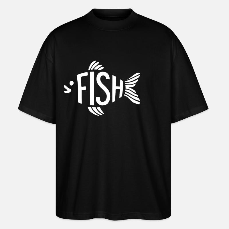 Fisch Knochen Skelett Fischgräte Fischen - Stanley/Stella Oversized Unisex Bio T-Shirt Blaster 2.0 - Schwarz