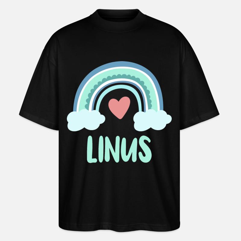 Linus Name Regenbogen Baby - Stanley/Stella Oversized Unisex Bio T-Shirt Blaster 2.0 - Schwarz