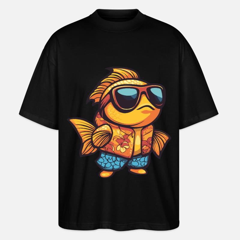 Goldfish Comic Funny Summer - Stanley/Stella Oversized Unisex Organic T-shirt Blaster 2.0 - black