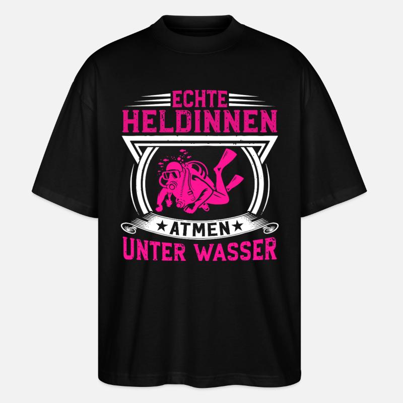 Echte Heldinnen atmen unter Wasser - Stanley/Stella Oversized Unisex Bio T-Shirt Blaster 2.0 - Schwarz