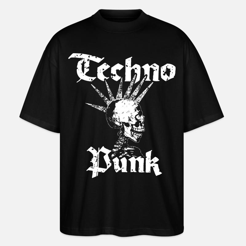 Techno Punk Skeleton - Stanley/Stella Oversized Unisex Organic T-shirt Blaster 2.0 - black