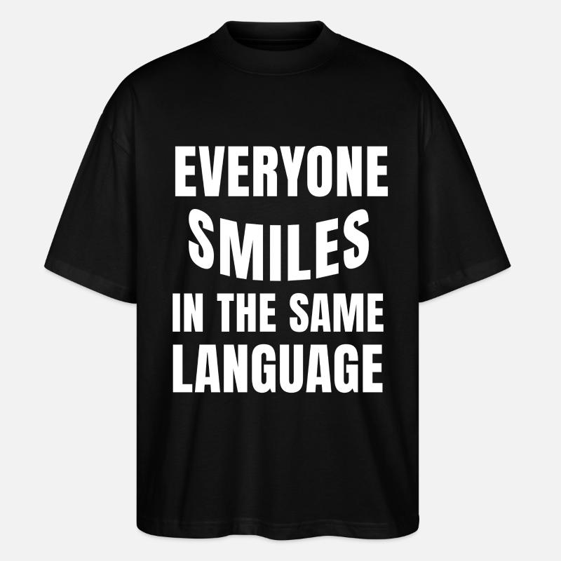 Smiling connects statement humanity - Stanley/Stella Oversized Unisex Organic T-shirt Blaster 2.0 - black