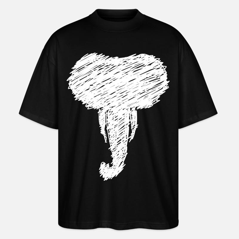 Elephant Drawing Art Gift - Stanley/Stella Oversized Unisex Organic T-shirt Blaster 2.0 - black