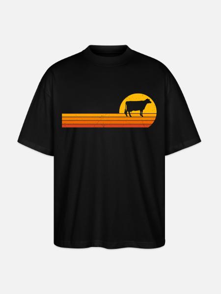 Mucche Sunrise Maglietta Mucca Divertente - Maglietta articolo ecologico Unisex vestibilità oversize Stanley/Stella Blaster 2.0 - nero