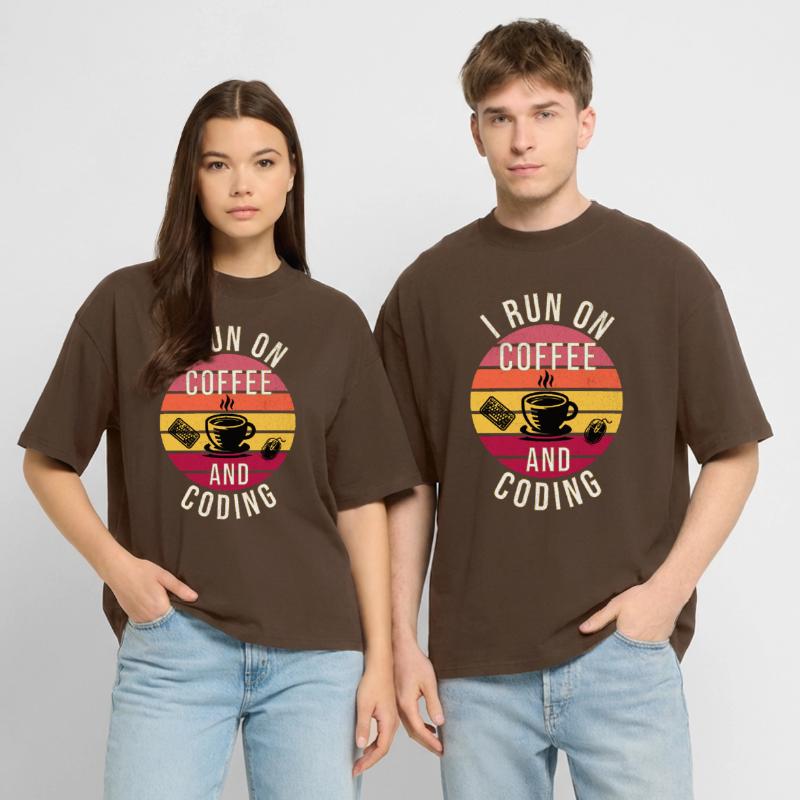 I Run on Coffee and Coding – Programmer Style Stanley/Stella Oversized Unisex Organic T-shirt Blaster 2.0