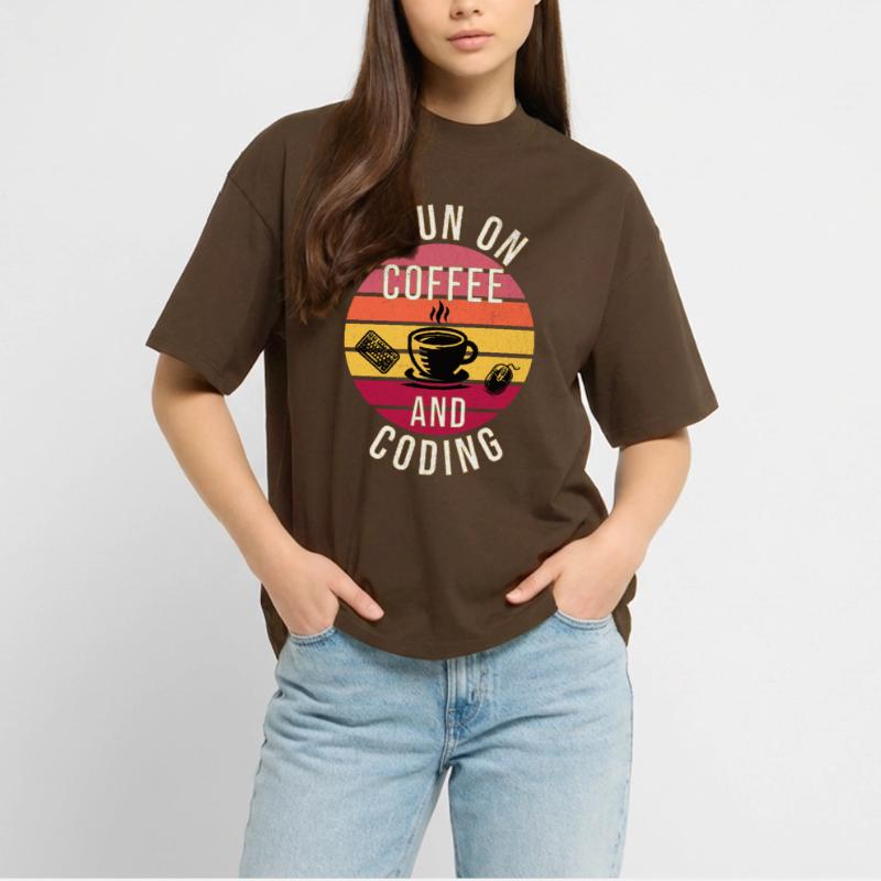 I Run on Coffee and Coding – Programmer Style Stanley/Stella Oversized Unisex Organic T-shirt Blaster 2.0