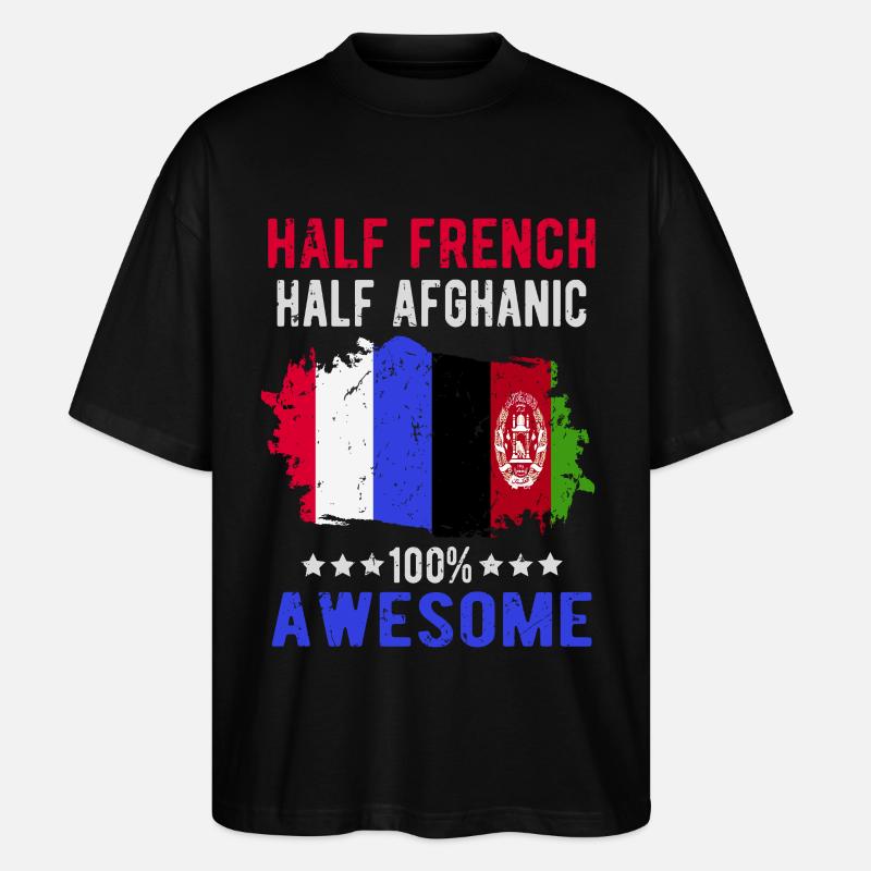 Moitié Français moitié afghan - T-shirt bio Blaster 2.0 coupe oversize Stanley/Stella Unisexe - noir