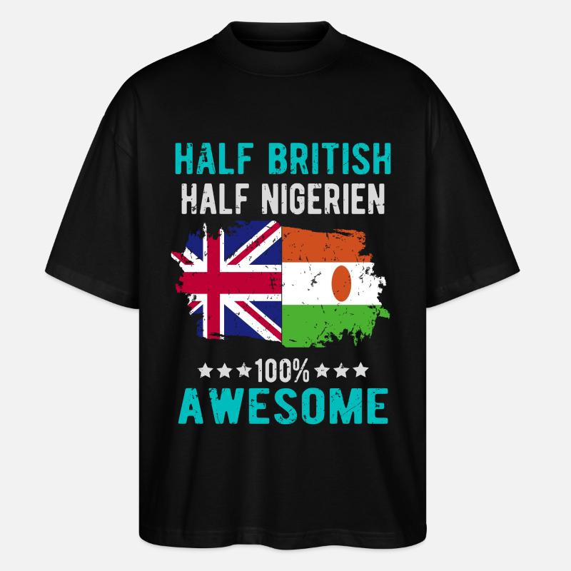 Half British Half Nigrer - Stanley/Stella Oversized Unisex Organic T-shirt Blaster 2.0 - black