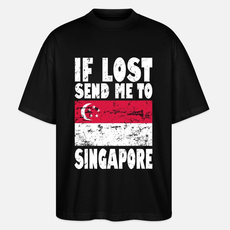 Drapeau de Singapour - T-shirt bio Blaster 2.0 coupe oversize Stanley/Stella Unisexe - noir