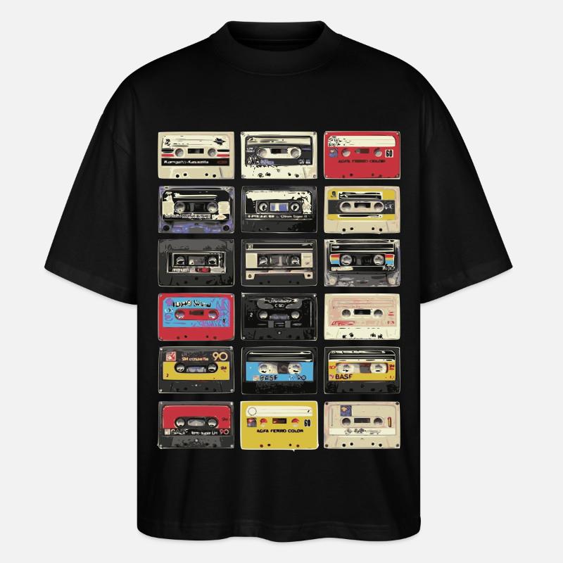 Retro-kasetit - Stanley/Stella Blaster 2.0 Unisex Oversized Luomu T-paita - musta