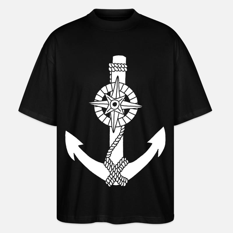 ancre blanche boussole - T-shirt bio Blaster 2.0 coupe oversize Stanley/Stella Unisexe - noir