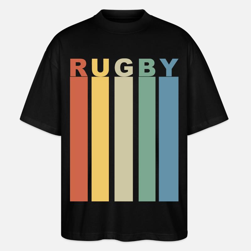 Retro-Rugby-Band mit vertikalen Farben - Stanley/Stella Oversized Unisex Bio T-Shirt Blaster 2.0 - Schwarz