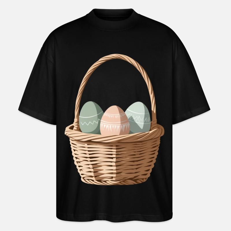 Pastell-Eier im Körbchen - Stanley/Stella Oversized Unisex Bio T-Shirt Blaster 2.0 - Schwarz