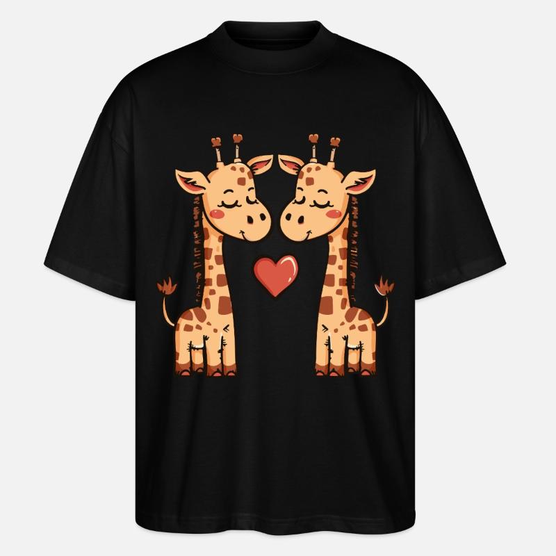 Giraffe Paar Herz - Stanley/Stella Oversized Unisex Bio T-Shirt Blaster 2.0 - Schwarz