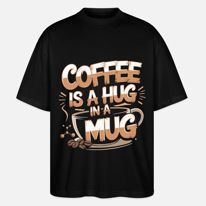 Kaffee Umarmung - Stanley/Stella Oversized Unisex Bio T-Shirt Blaster 2.0 - Schwarz