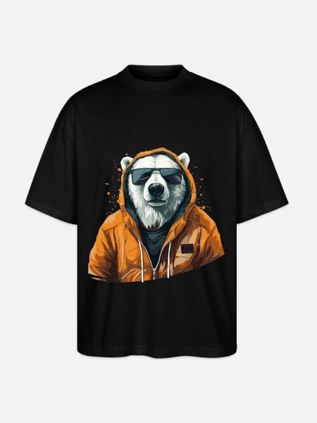 Streetstyle-Bär | Eisbären-Liebhaber - Stanley/Stella Oversized Unisex Bio T-Shirt Blaster 2.0 - Schwarz