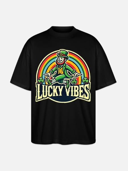Saint-Patrick Lucky Vibes Arc-en-ciel - T-shirt bio Blaster 2.0 coupe oversize Stanley/Stella Unisexe - noir