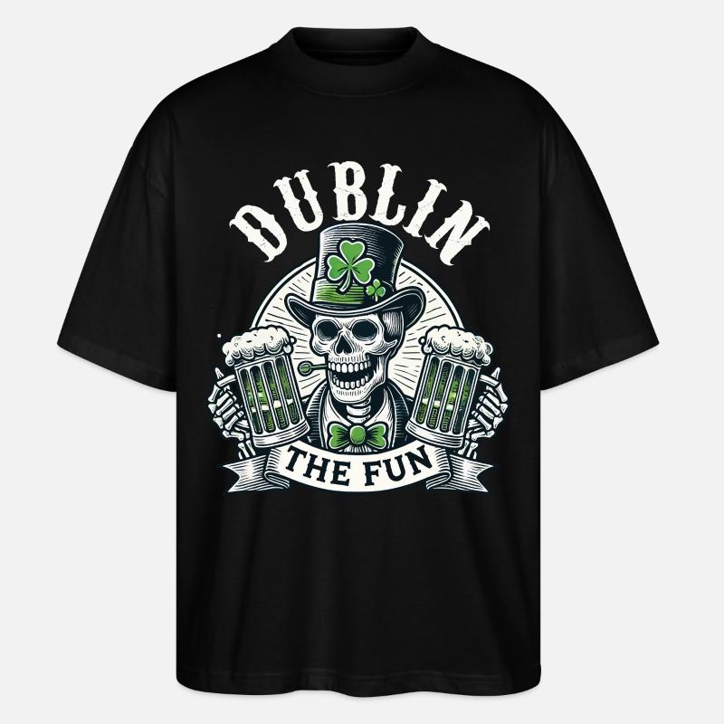 Saint-Patrick Dublin Le Crâne Amusant - T-shirt bio Blaster 2.0 coupe oversize Stanley/Stella Unisexe - noir