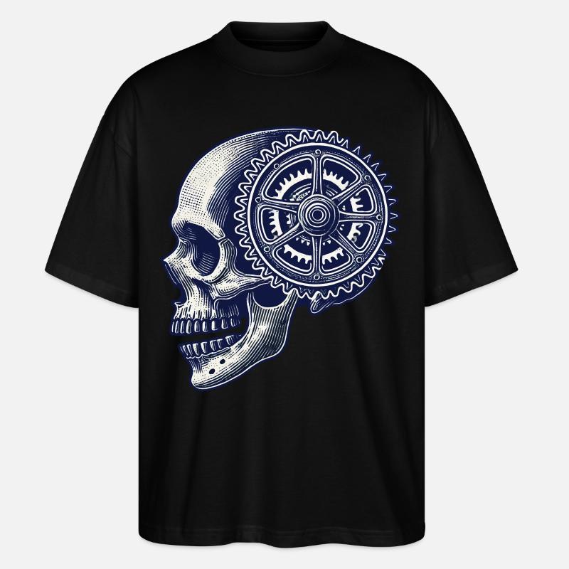 Vélo crâne engrenage cyclisme oeuvre - T-shirt bio Blaster 2.0 coupe oversize Stanley/Stella Unisexe - noir