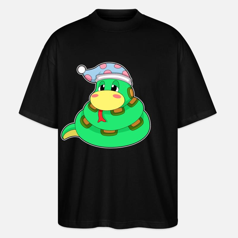 Snake Sleeping Nightcap - Stanley/Stella Oversized Unisex Organic T-shirt Blaster 2.0 - black