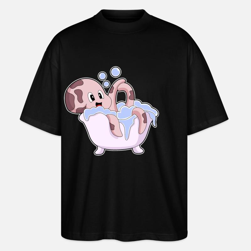 Octopus Bath Bathtub - Stanley/Stella Oversized Unisex Organic T-shirt Blaster 2.0 - black