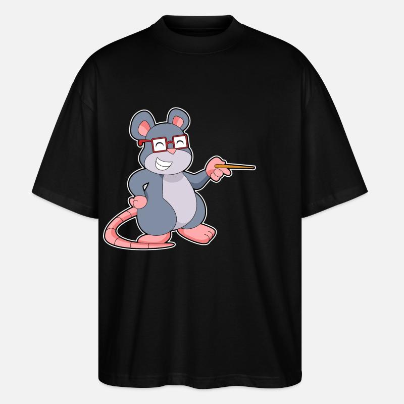 Mouse Teacher Pointer - Stanley/Stella Oversized Unisex Organic T-shirt Blaster 2.0 - black