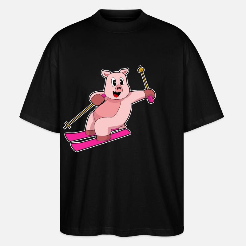 Pig Skier Ski - T-shirt bio Blaster 2.0 coupe oversize Stanley/Stella Unisexe - noir