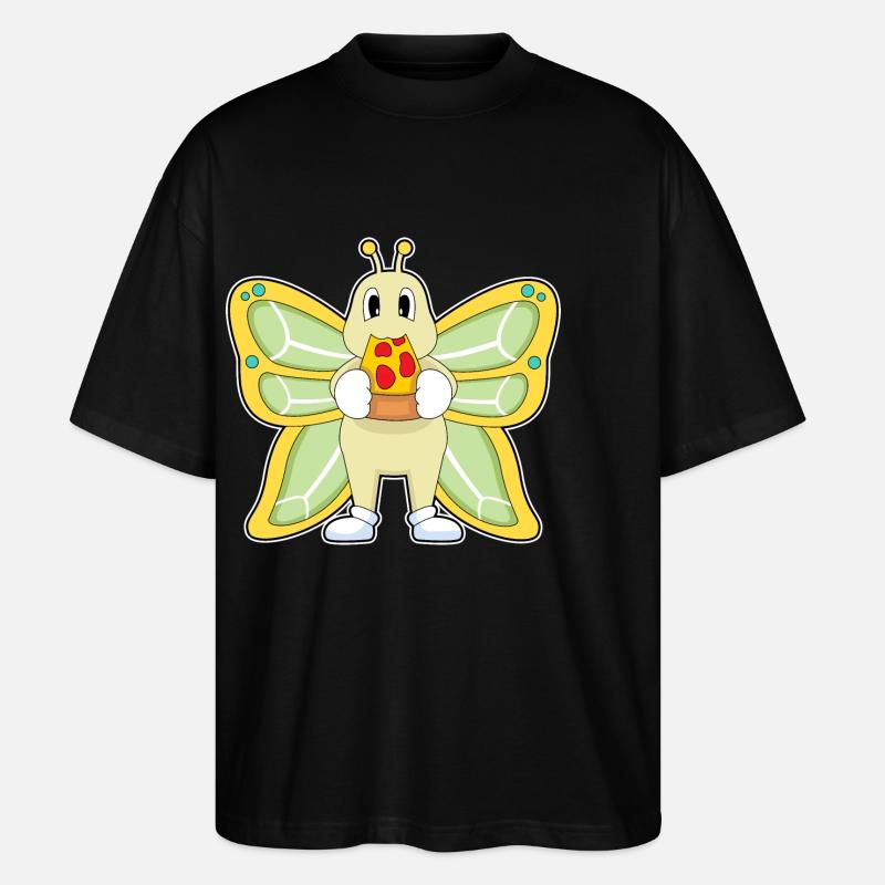 Butterfly Pizza - Stanley/Stella Oversized Unisex Organic T-shirt Blaster 2.0 - black