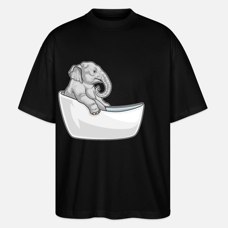 Elephant Bathing Bathtub - Stanley/Stella Oversized Unisex Organic T-shirt Blaster 2.0 - black