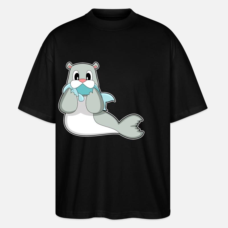 Poisson phoque - T-shirt bio Blaster 2.0 coupe oversize Stanley/Stella Unisexe - noir