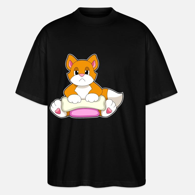 Katze Knochen - Stanley/Stella Oversized Unisex Bio T-Shirt Blaster 2.0 - Schwarz