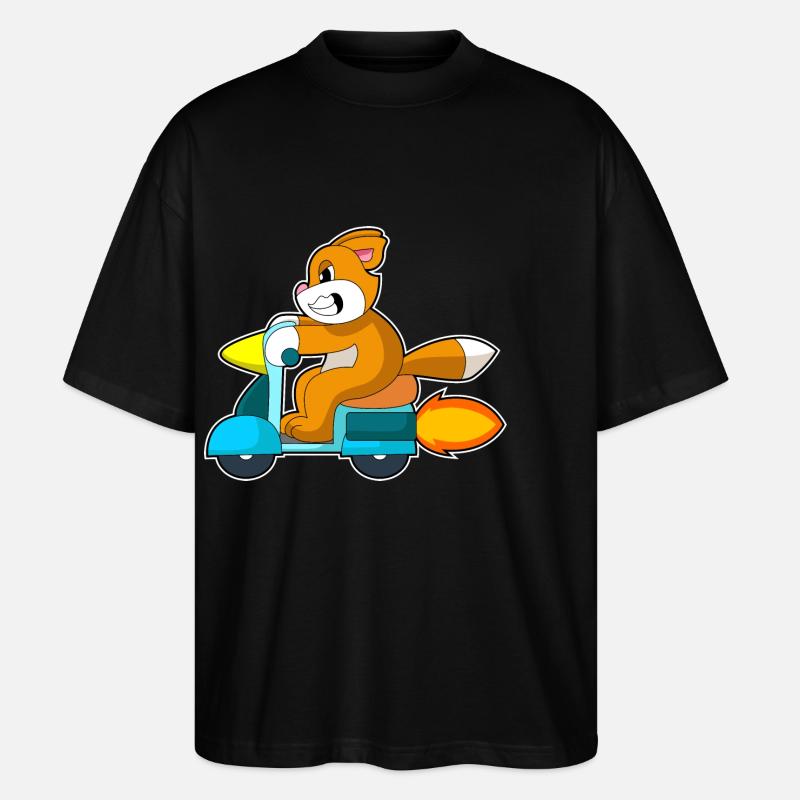 Katze Motorroller - Stanley/Stella Oversized Unisex Bio T-Shirt Blaster 2.0 - Schwarz