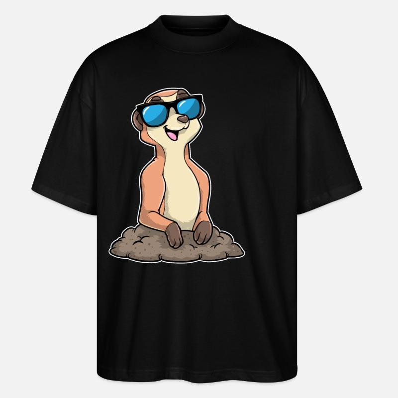 Suricate avec des lunettes - T-shirt bio Blaster 2.0 coupe oversize Stanley/Stella Unisexe - noir