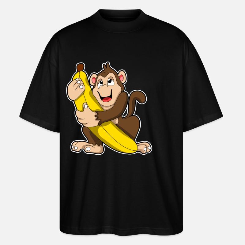 Monkey with bananas - Stanley/Stella Oversized Unisex Organic T-shirt Blaster 2.0 - black