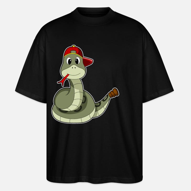 Serpent avec casquette - T-shirt bio Blaster 2.0 coupe oversize Stanley/Stella Unisexe - noir