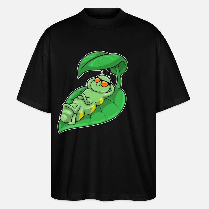 Caterpillar with leaf - Stanley/Stella Oversized Unisex Organic T-shirt Blaster 2.0 - black