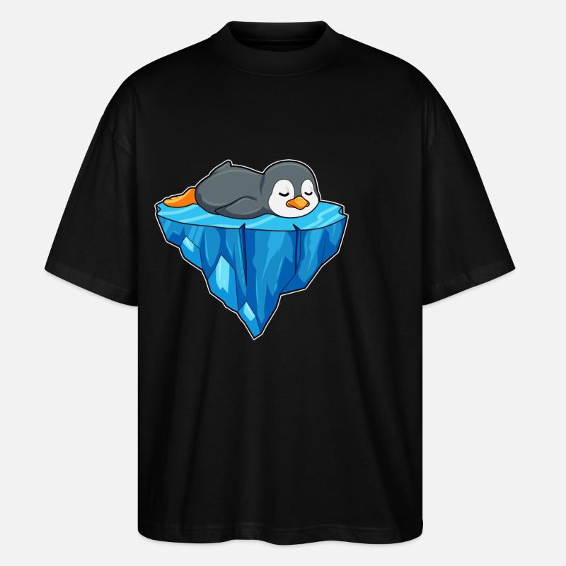 Penguin on ice floe - Stanley/Stella Oversized Unisex Organic T-shirt Blaster 2.0 - black