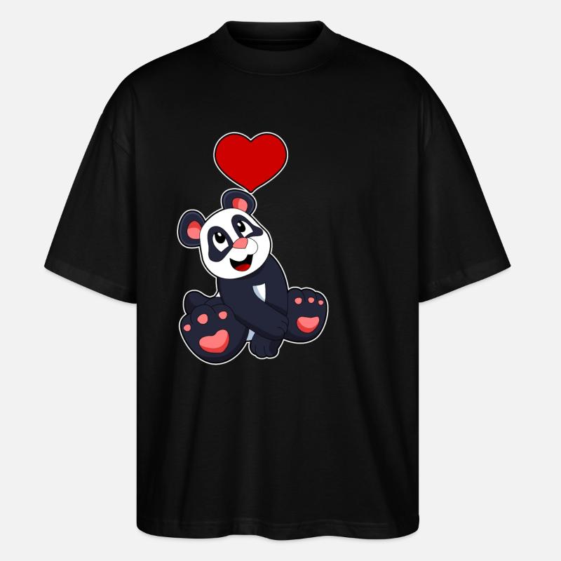 Panda mit Herz - Stanley/Stella Oversized Unisex Bio T-Shirt Blaster 2.0 - Schwarz