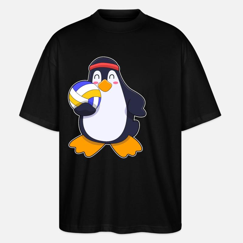 Penguin playing volleyball - Stanley/Stella Oversized Unisex Organic T-shirt Blaster 2.0 - black