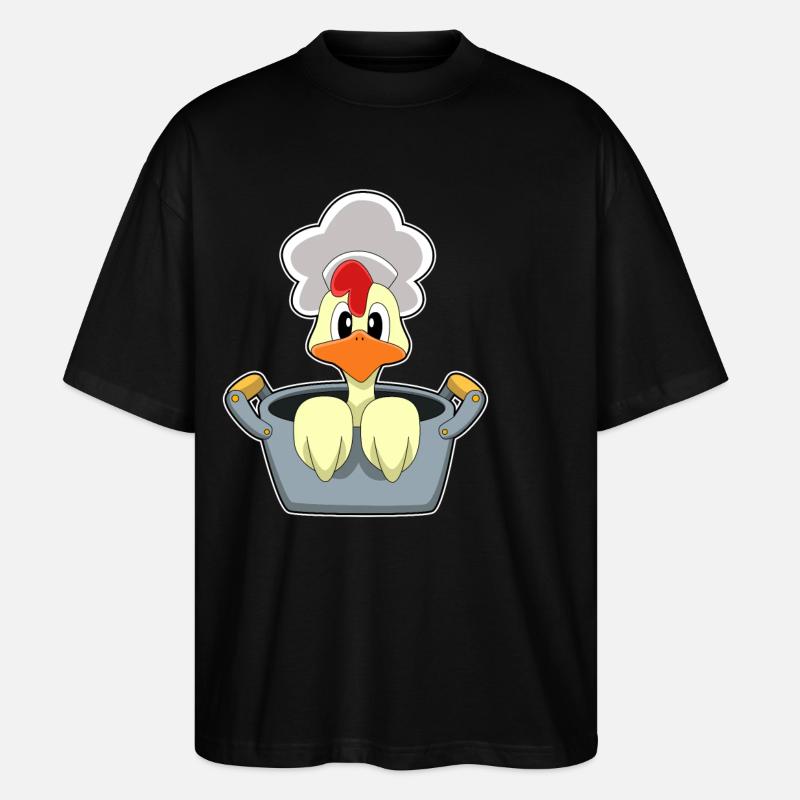 Poulet avec marmite - T-shirt bio Blaster 2.0 coupe oversize Stanley/Stella Unisexe - noir