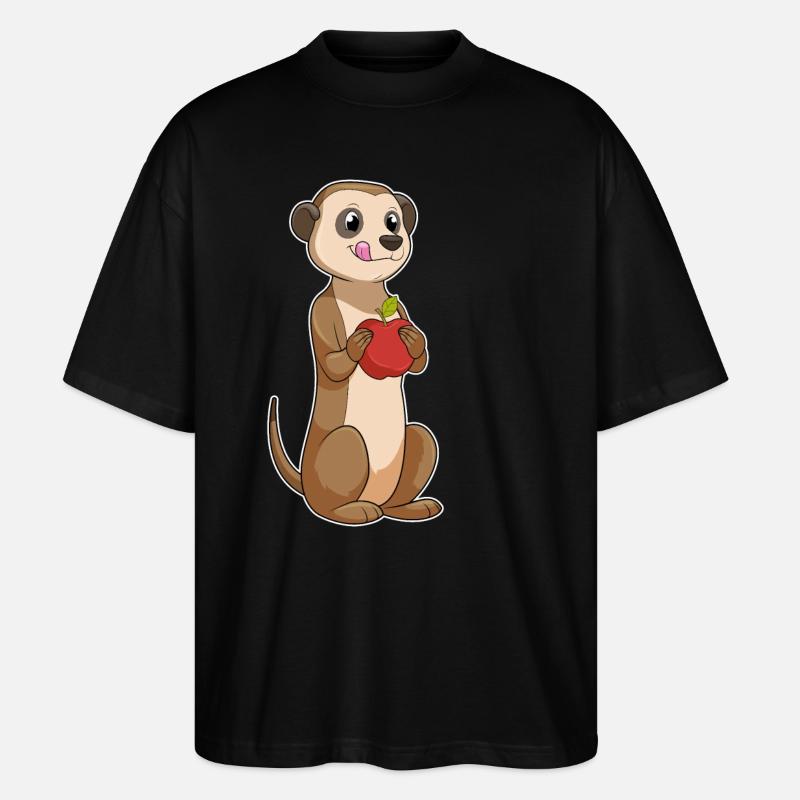 Erdmännchen mit Apfel - Stanley/Stella Oversized Unisex Bio T-Shirt Blaster 2.0 - Schwarz