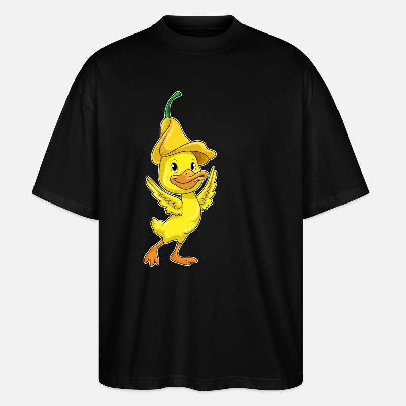 Canard avec capuchon jaune - T-shirt bio Blaster 2.0 coupe oversize Stanley/Stella Unisexe - noir